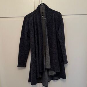 Women's Charcoal and Blue Open Front Cardigan